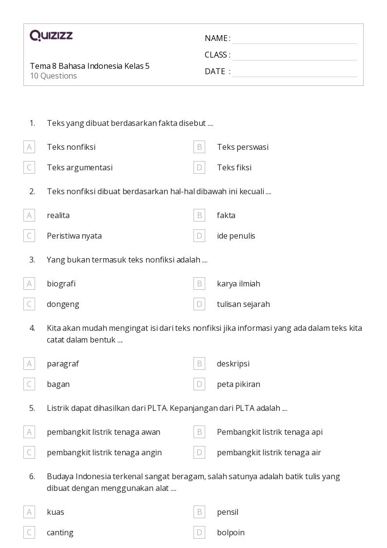 15 Rahasia Latihan Contoh Soal Bahasa Indonesia Tema 3 Kelas 5 K13 Agar Nilai Ujian Naik