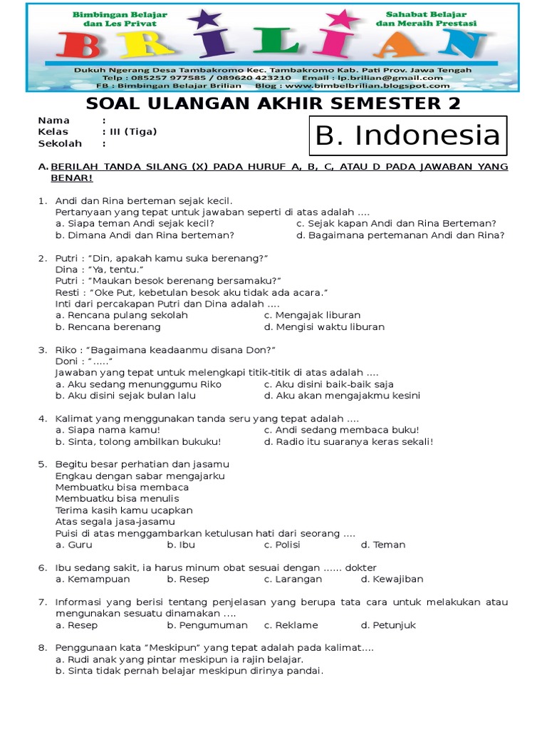 7 Rahasia Latihan Contoh Soal Bahasa Indonesia SD Kelas 3 Agar Nilai Ujian Melonjak Cepat