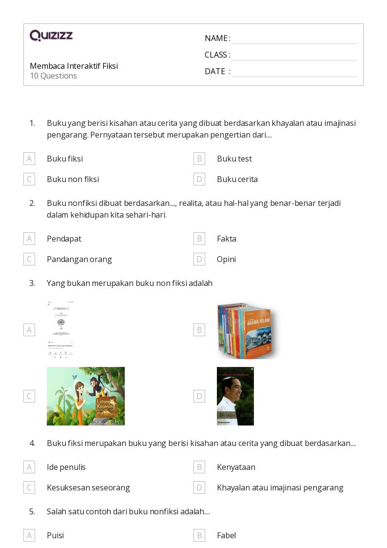 50 lembar kerja Fiksi untuk Kelas 3 di Quizizz Gratis Dapat Dicetak 50 lembar kerja Fiksi untuk Kelas 3 di Quizizz Gratis Dapat Dicetak