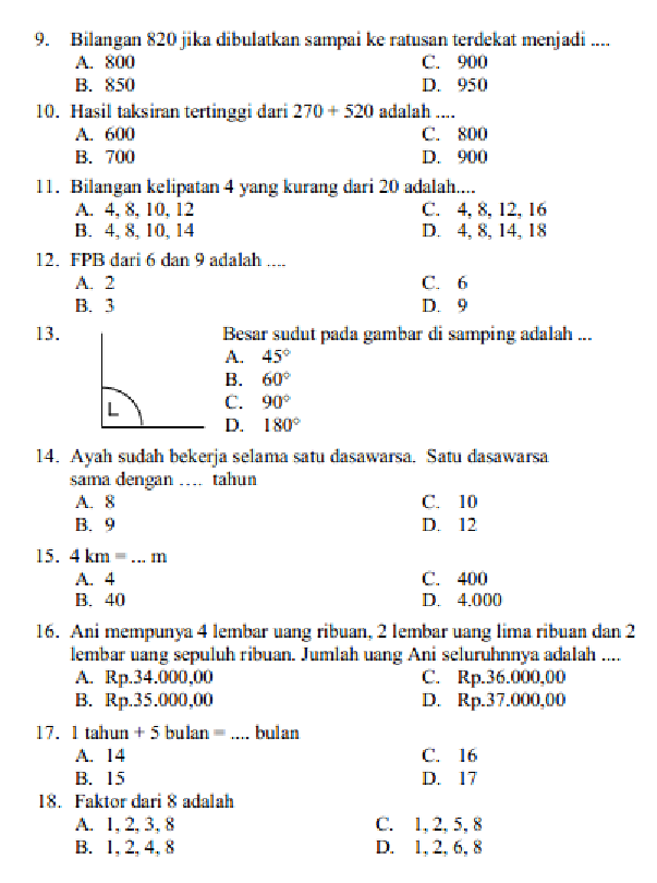 Akhirnya Tersedia Bank Soal dan Kunci Jawaban K13 Kelas 4 Semester 1 untuk Guru
